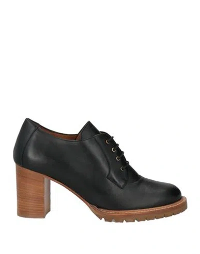 Testoni Woman Lace-up Shoes Black Size 8 Calfskin