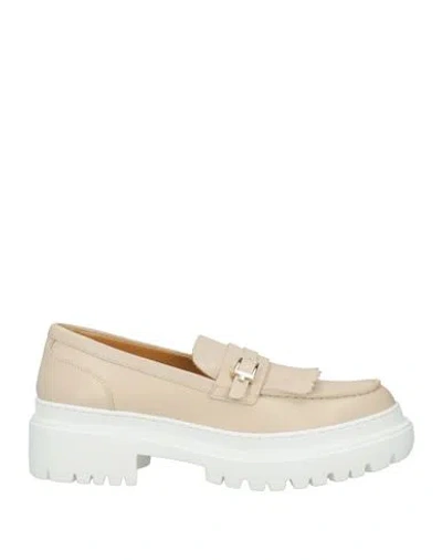 Testoni Woman Loafers Beige Size 8 Calfskin In Neutral