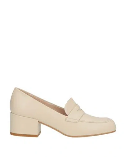 Testoni Woman Loafers Cream Size 9.5 Calfskin In Neutral