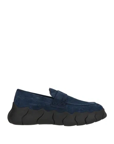 Testoni Woman Loafers Navy Size 9 Leather In Blue