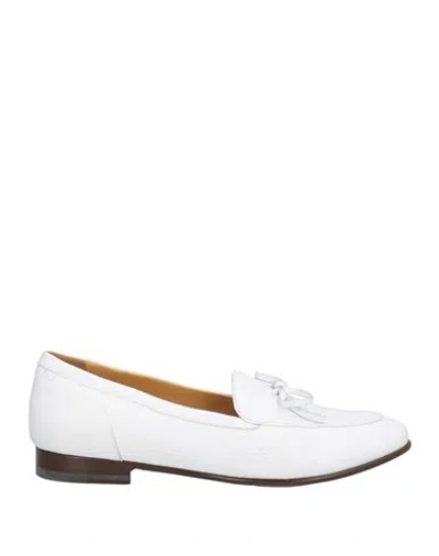 Testoni Woman Loafers White Size 8 Leather
