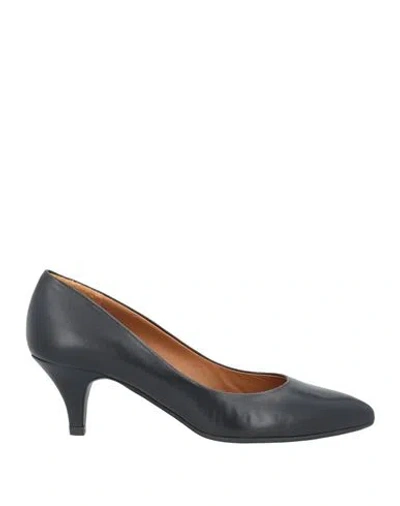 Testoni Woman Pumps Midnight Blue Size 8 Leather In Multi