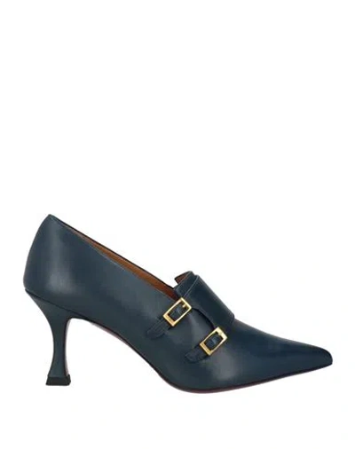 Testoni Woman Pumps Navy Size 7.5 Calfskin In Blue