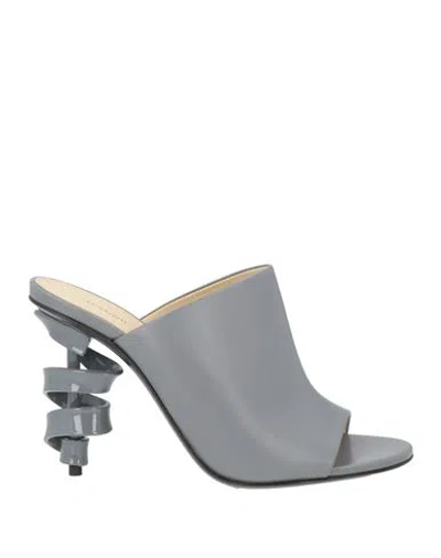 Testoni Woman Sandals Grey Size 7 Calfskin In Gray