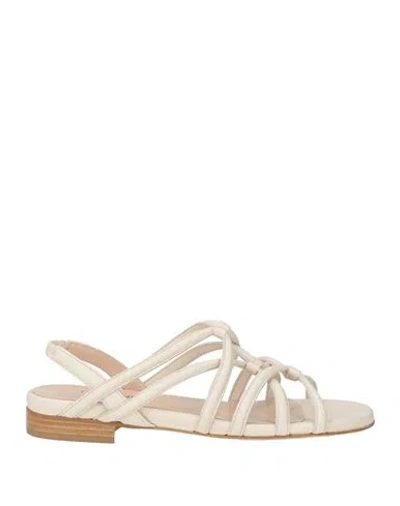 Testoni Woman Sandals Ivory Size 8 Calfskin In White