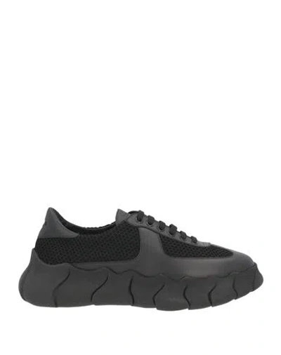 Testoni Woman Sneakers Black Size 9 Leather, Textile Fibers