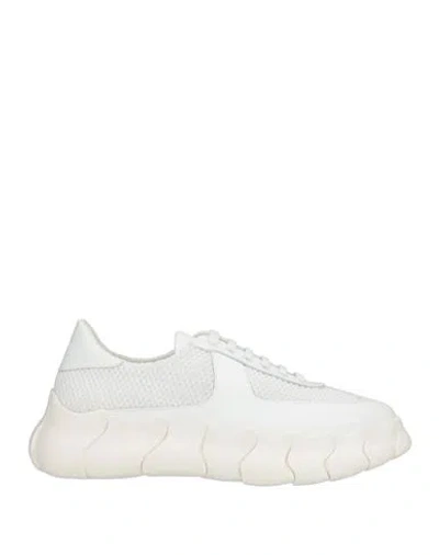 Testoni Woman Sneakers White Size 9 Leather, Textile Fibers