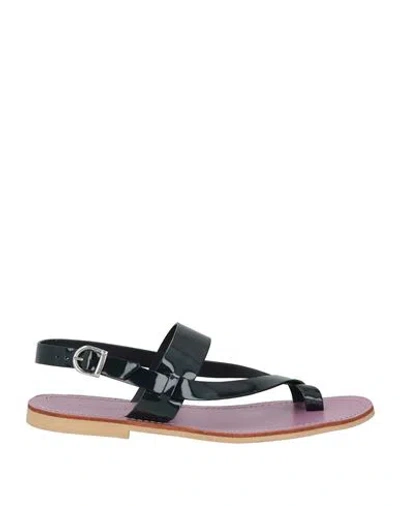 Testoni Woman Thong Sandal Navy Size 10 Leather