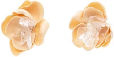 Tetier Ssense Exclusive Beige Small Flower Earrings In Yellow/clear
