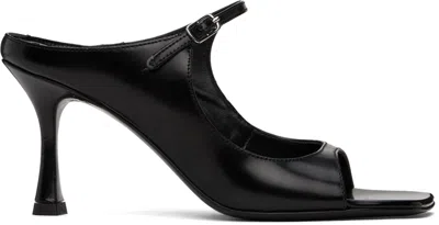 Teurn Studios Black Strappy Leather Heeled Sandals