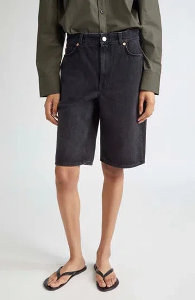 Teurn Studios Boyfriend Fit Denim Shorts In Black