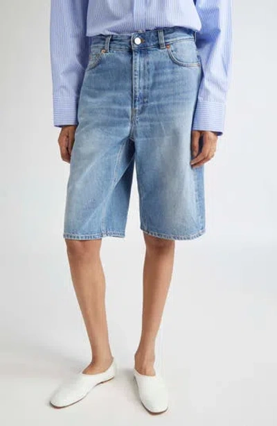 Teurn Studios Boyfriend Fit Denim Shorts In Blue