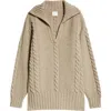 Teurn Studios Cable Knit Merino Wool Sweater In Beige Melange