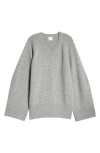 Teurn Studios Cashmere V-neck Sweater In Grey Melange