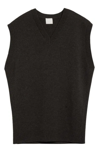 Teurn Studios Double Knit Merino Wool & Yak Hair Sweater Vest In Black Melange