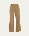 Teurn Studios Flare Pinstripe Trousers In Beige Pinstripe