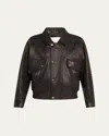 Teurn Studios Leather Taxi Driver Jacket In Black