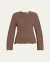 Teurn Studios Long-sleeve Crinkle Top In Brown
