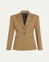 Teurn Studios Pinstripe Hourglass Blazer In Beige Pinstripe