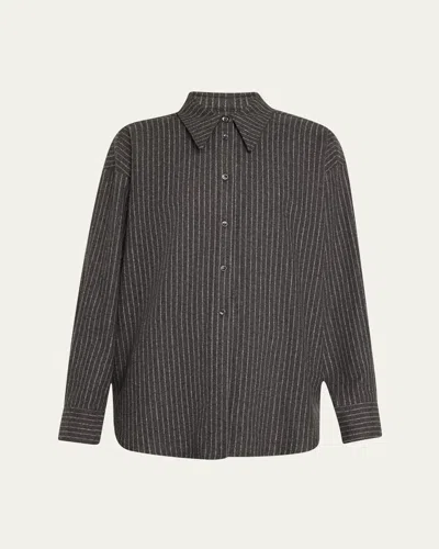TEURN STUDIOS PINSTRIPE POINTY COLLAR OVERSHIRT