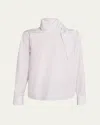 Teurn Studios Pinstripe Poplin Tie-neck Blouse In Black White Stripe
