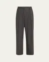Teurn Studios Connie Relaxed Fit Pinstripe Pleated Virgin Wool Blend Trousers In Gray