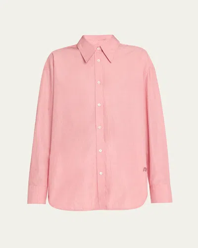 Teurn Studios Pointy Collar Cotton Shirt In Red Melange
