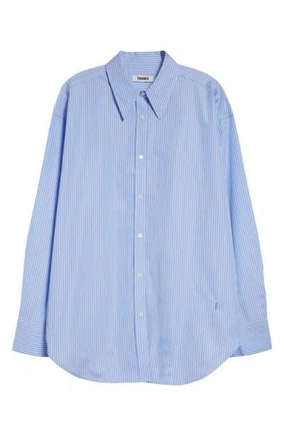 Teurn Studios Relaxed Fit Pinstripe Cotton Poplin Button-up Shirt