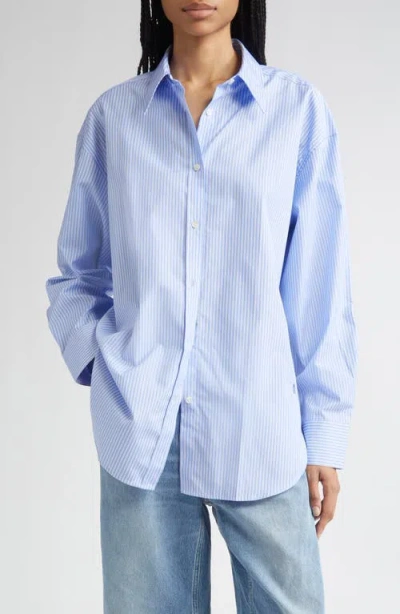 Teurn Studios Relaxed Fit Pinstripe Cotton Poplin Button-up Shirt
