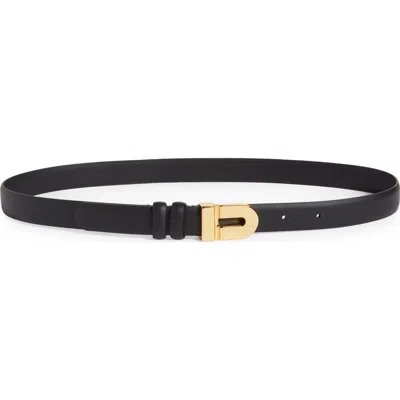 Teurn Studios Signature Monogram Leather Belt In Black Gold
