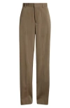 Teurn Studios Straight Leg Wool Gabardine Trousers In Khaki