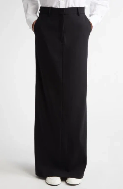 Teurn Studios Tailored Wool Gabardine Skirt In Black