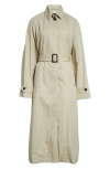 Teurn Studios Unlined Belted Water Repellent Trench Coat In Beige