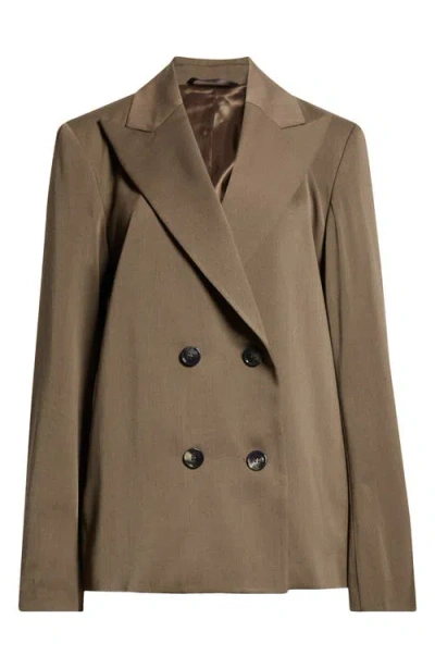 Teurn Studios Virgin Wool Double Breasted Blazer In Khaki