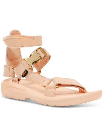 Teva Hurricane Womens Suede Metallic Gladiator Sandals In Pink