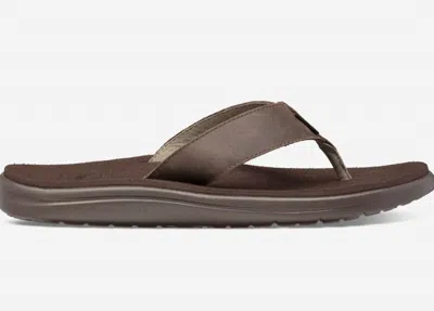 Teva Men's Voya Flip Leather Sandal In Chocolate Brown In Multi