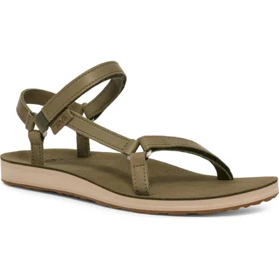 Teva Original Universal Slim Leather Sandal In Green