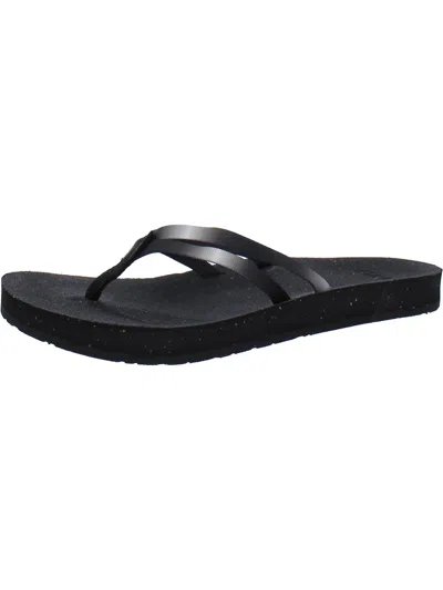 Teva Reflip Strappy Womens Cushioned Footbed Manmade Flip-flops In Black