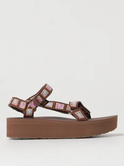 Teva Flatform Universal Crochet Sandals In Brown