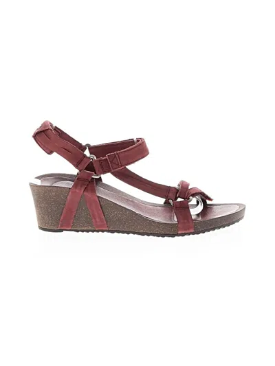 Pre-owned Teva Wedges In Burgundy