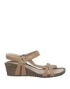 Teva Woman Sandals Khaki Size 10 Leather In Beige