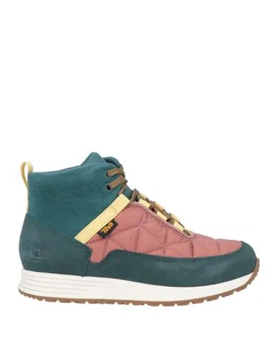 Teva Woman Sneakers Deep Teal Size 6 Leather, Textile Fibers In Green