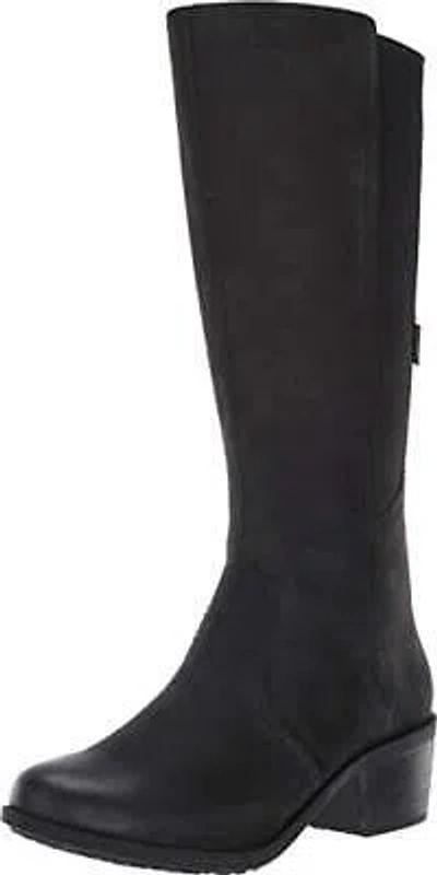 Pre-owned Teva Women's Anaya Chelsea Tall Waterproof Comfortable Durable Leather Knee-high In Black