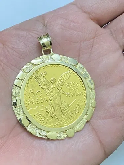 Pre-owned Texas Real 10k Solid Yellow Gold Mens Mexico 50 Pesos Coin & Pendant Frame Value $5995