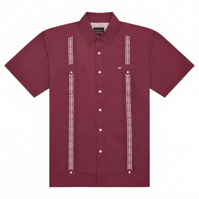 Texas Standard Men's Guayabera Libre Shirt In Maroon In Multi