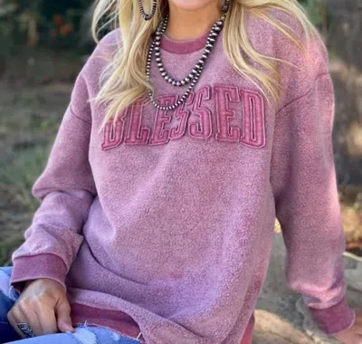 Texas True Threads Blessed Sweatshirt Top In Mauve