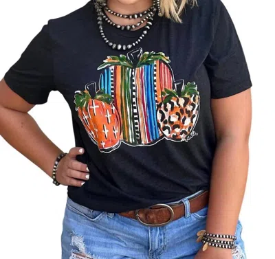 Texas True Threads Callie Ann Stetler Serape Pumpkins Tee In Black