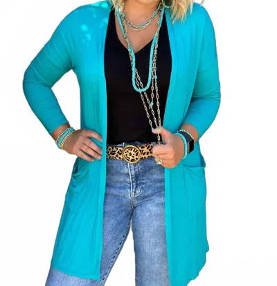 Texas True Threads Cardigan In Turquoise