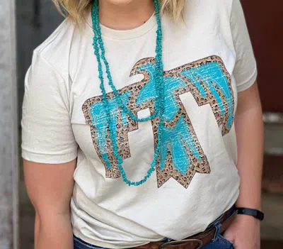 Texas True Threads Cassie's Leopard Thunderbird Tee In Heather Dust In Gold