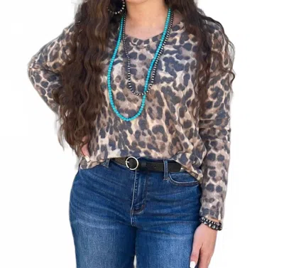 Texas True Threads Fuzzy Rocks Top In Leopard In Brown